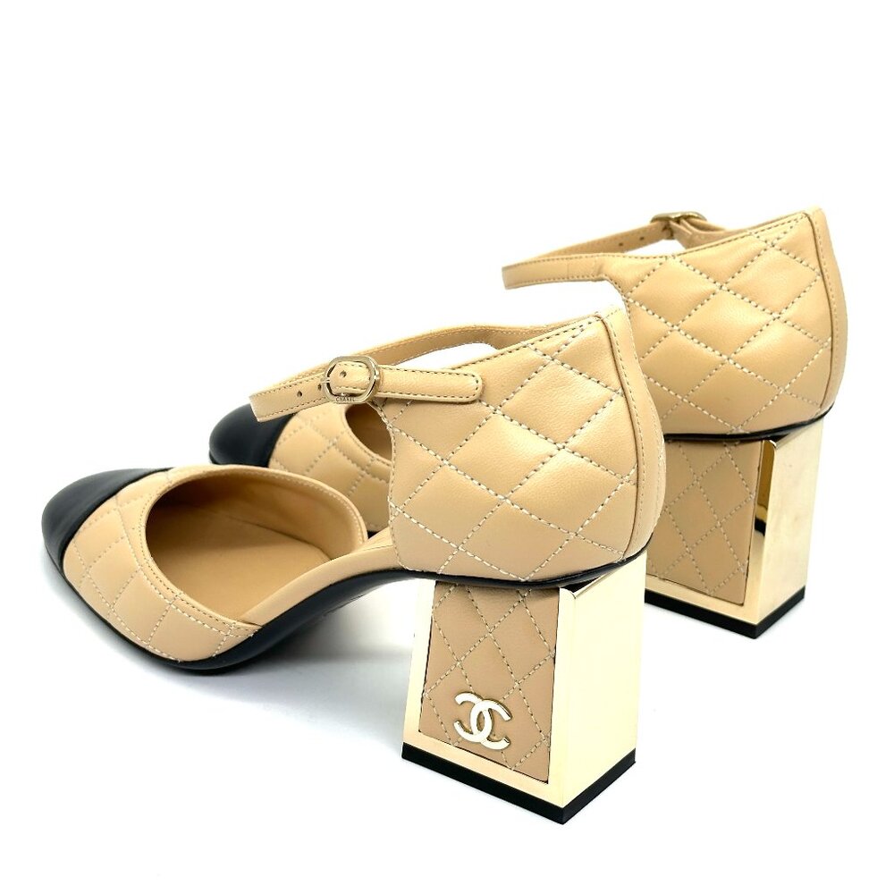 CHANEL 24B Lambskin Quilted Leather Mary Jane Pumps Mirror Heel Sandals - Picture 11 of 16